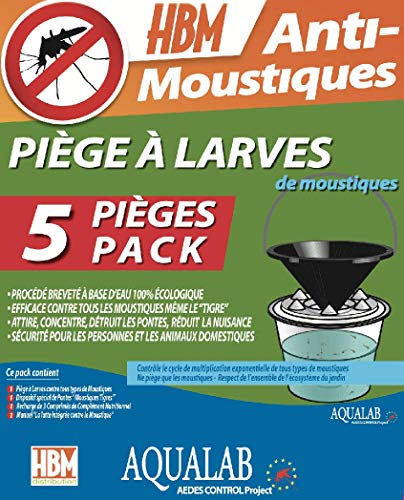HBM Pack 5 Pièges à Larves AquaLab Anti-Moustiques, Blanc, 210x220x220 cm