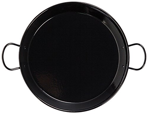 La valenciana 36 cm Acier émaillé-Compatible Induction-Poêle à Paella avec anses céramique Noir